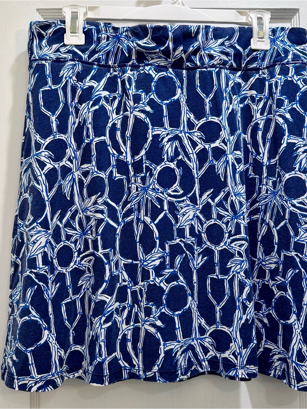 Lilly Pulitzer Navy and White Printed A-Line Skirt